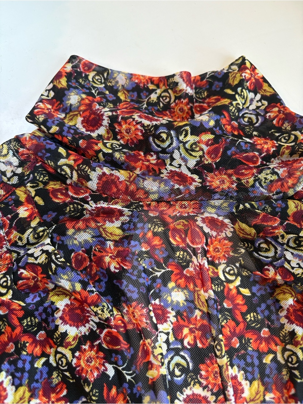 Free People All Dolled Up Black Floral Print Mesh Long Sleeve top - Picture 9 of 10